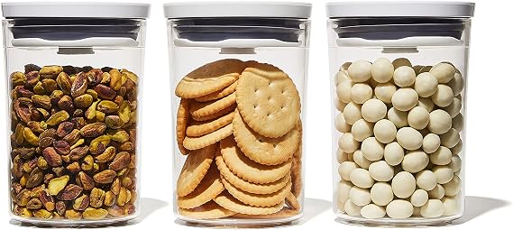 OXO Good Grips Mini Round POP Canisters - 3 Piece Set, 0.6 Qt