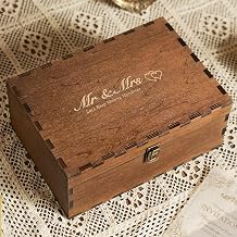 AW BRIDAL Large Wedding Keepsake Box with Lid - Wood Mr Mrs Memory Storage box - Bridal Shower Gifts Anniversary Engagement Wedding Gifts for Couples