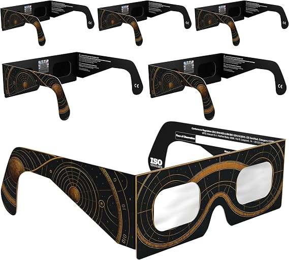 Solar Eclipse Glasses ISO 12312-2 & CE Certified – Safe Solar Viewing for Direct Sun & August 2026 Eclipse | Paper Cardboard Frame, Made in EU | For Kids & Adults | 6 Pack | Astral