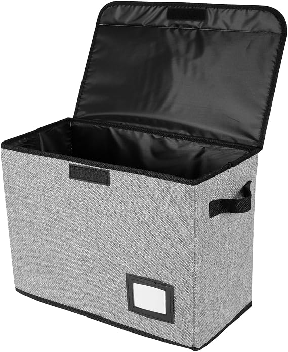 Comic Book Storage Box Foldable Comic Book Bin 40x20x30cm Washable Comic Short Box Comic Book Organizer with Handle & Enclosed Lid for Wardrobe Closet Shelf Office(grey)