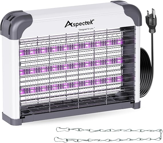 ASPECTEK Dual-Spectrum LED Bug Zapper Indoor, High-Voltage Electric Grid Mosquito and Fly Trap, 3 Long-Life UV LED Lamps 395nm, Kills Gnats, Moths, Wasps and Fruit Flies