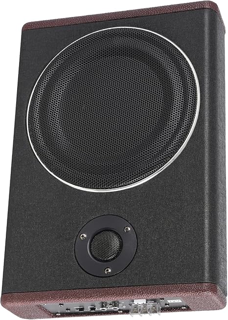 Active Bass Box 8 Inch 600 W for Car Radio Wood and Stainless Steel Black
