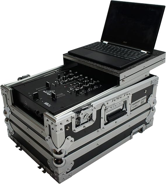 10 Inch Flight Case Fits Numark M4 Mixer with Laptop Stand - Harmony Cases