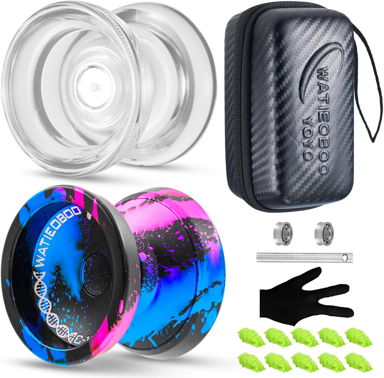 Dual-Purpose Yoyo - C130 Professional Non-Rresponsive Yoyos & P02 Responsive Yo-yo Alloy Yoyo & Plastic Yoyos with Case 10 Yo-yos String Responsive Bearing Kit