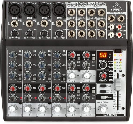Behringer XENYX 1202FX Premium 12-Input 2-Bus Mixer with XENYX Mic Preamps, British EQ and Multi-FX Processor