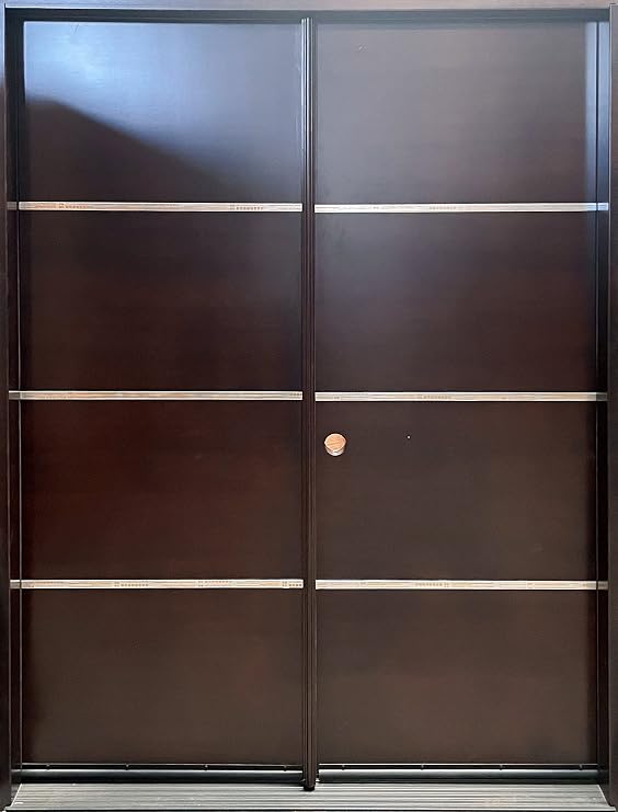 Exterior Modern Wood Door with Metal Inserts Pre-Finished Double Entry Door MA- Righthand Swing 30x96