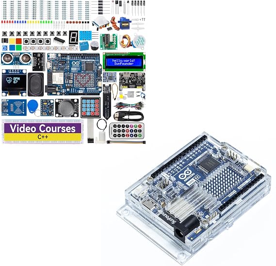 SunFounder Elite Explorer Kit - Original Arduino Uno R4+ Clear Acrylic Case for Arduino UNO R4 WiFi