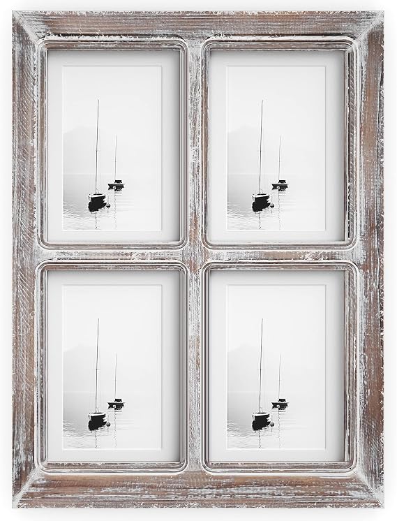 Barnyard Designs Rustic Wood Collage Picture Frame 4 Photo 16x12 (Brown)