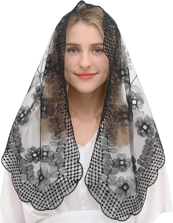 Church Triangular Mantilla Lace Head Covering Mass Catholic Veils
