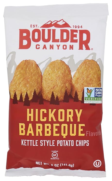 Boulder Canyon, Chips Potato Kettle Cooked Hickory Barbeque, 5 Ounce