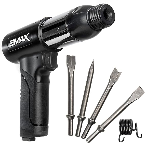 EMAX 2,100 BPM Air Hammer Kit, Pneumatic Hammer Tool Set, (4) Chisel Bits