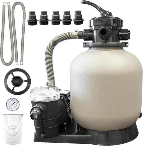 Swimline Sand Filter Pump for Above Ground Pool - 14'', 0.45THP, 2400 GPH Pump Flow Rate, 4 Way Multi Port Valve, Easy Installation | 14-inch Sand Filter Pump, 0.45 HP, 2, 400 GPH, 4-way Valve, Complete Above-ground System For Pools Up To 11, 500 Gallons