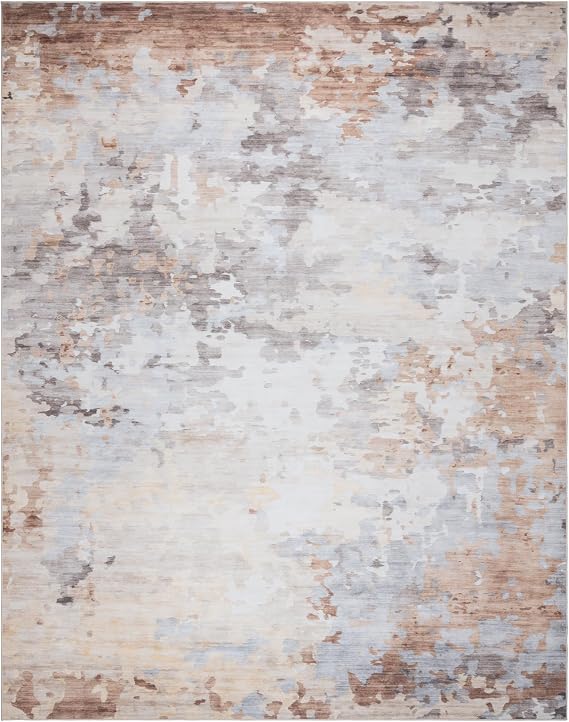 Gertmenian Indoor Boho Area Rug - 9x13 Extra Large, Non Slip, Super Strong, Ideal for High Traffic Areas in Bedroom, Living Room, Kitchen - Kaori, Light Gray, 26129