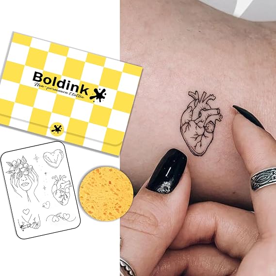 Heart Temporary Tattoos Waterproof Mini Semi Permanent Tattoo for Hand Arm