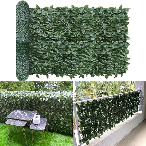 E&K Sunrise 1 PC 3'x8' Faux Laurel Leaf Privacy Fence Screen Artificial Leaves Hedge Fence Covering Wall Decoration Panels for Garden Backyard Porch Indoor Outdoor