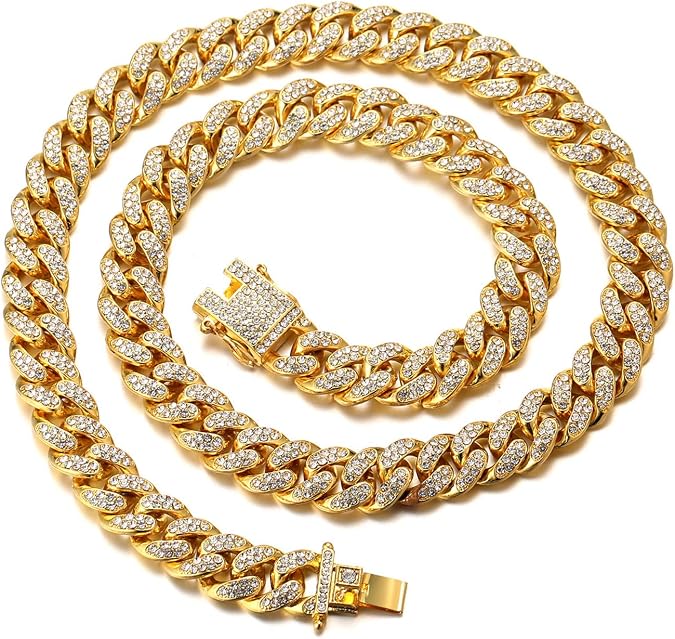 Halukakah Gold Chain for Men - The Royal - Iced Out 14/20MM Gold/Platinum White/Rose Gold/Rhodium Black Cuban Link Chain Necklace Bracelet Full Cz Diamond Cut Prong Set,Great Present Idea