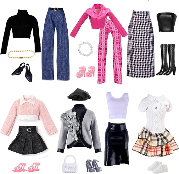 22 Pcs Doll Clothes for 11.5 Inch Dolls, Doll Outfits Fashion Preppy Sets