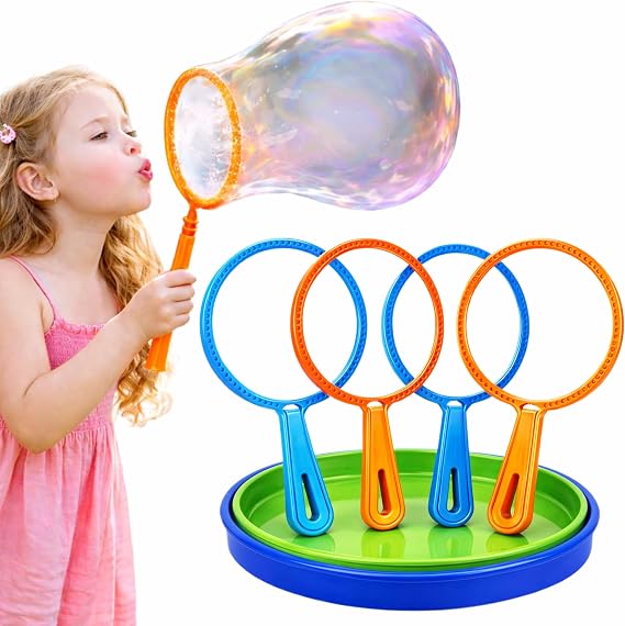 Bubble Wands for Kids, 6 Pack Giant Bubbles Wand Set, Large Bubble Wands Kit to Create Big Bubble for Kids (Bubbles Solution Not Included) Outdoor Garden Toys for Children, Summer Party Games