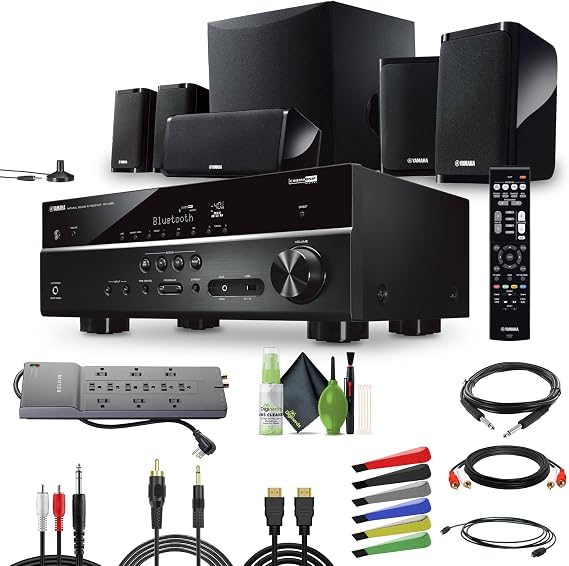 Yamaha Audio YHT-4950U 4K Ultra HD 5.1-Channel Home Theater System with AV Receiver, 8" 50W RMS Powered Subwoofer Speakers True Surround Sound and Bluetooth Streaming Bundle with Accessories