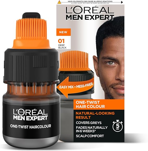 L'Oréal Paris Men Expert One Twist Hair Dye, Hair Color Men, 1 Deep Black