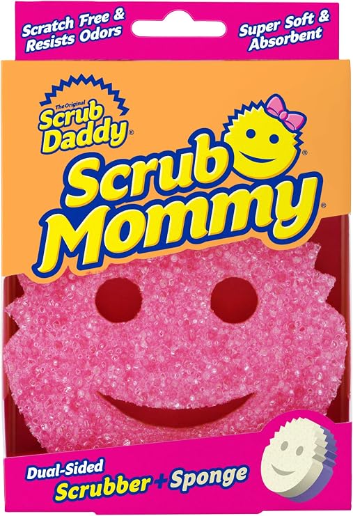 Scrub Daddy Dual Sided Sponge and Scrubber - Scrub Mommy - Scratch Free Sponge for Dishes and Home, Soft in Warm Water, Firm in Cold, Odor Resistant (1 Count (Pack of 1))