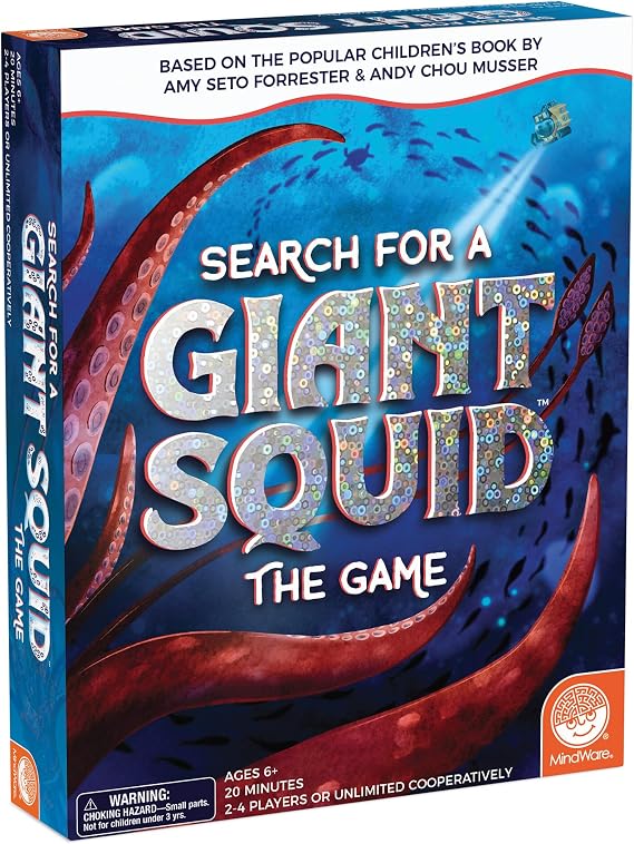 Mindware | Search for a Giant Squid: The Game | Board Game | Ages 6+ | 2-4 Players | 20 Minutes Playing Time