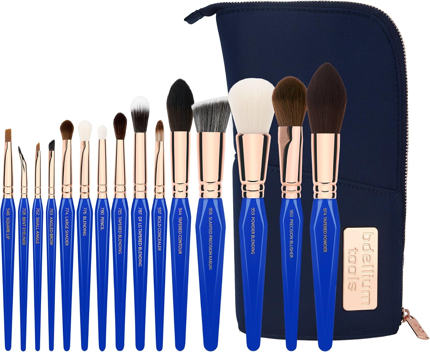 Bdellium Tools Professional Makeup Brush Golden Triangle Phase II Complete 15pc Brush Set with Pouch