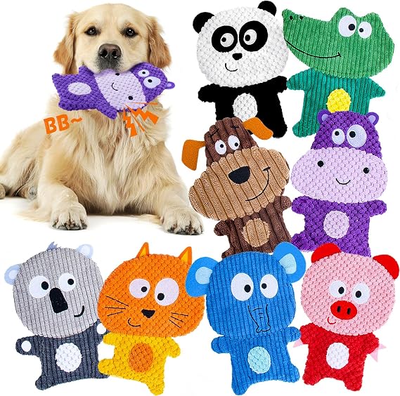 No Stuffing Dog Toys, 8 Pack Stuffless Dog Squeaky Toys Crinkle Dog Toys