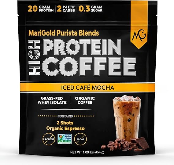MariGold High Protein Coffee, Iced Cafe Mocha - 1lb, 15 Servings