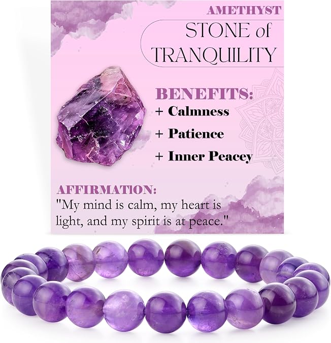 Bivei 8mm Beaded Bracelets for Women Handmade Semi Precious Natural Stone Stretch Elastic Jewelry Yoga Protection Gifts