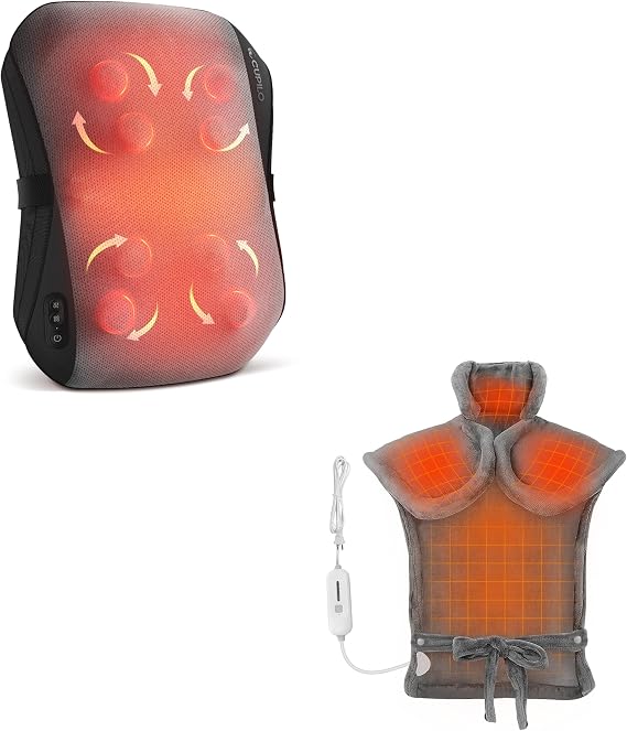 CuPiLo Back Massager for Pain Relief Deep Tissue, Comfier Large Heating Pad