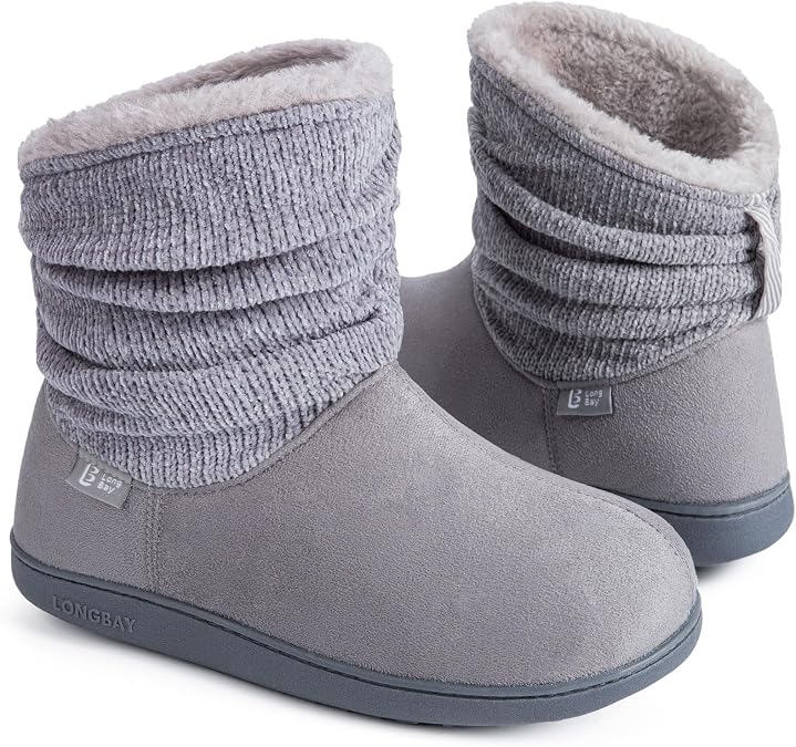 LongBay Women's Bootie Slippers Warm Memory Foam Slipper Boots House Shoes