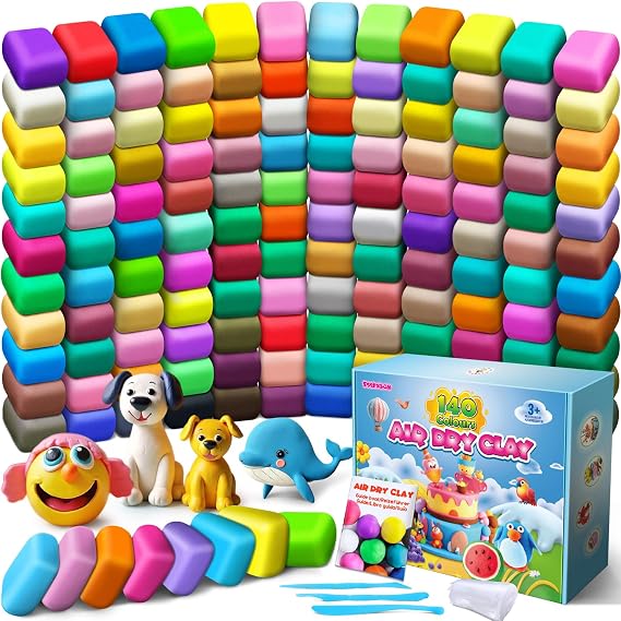 ESSENSON Air Dry Clay 140 Colors, Modeling Clay for Kids | DIY Molding Magic Clay, Gift for Kids