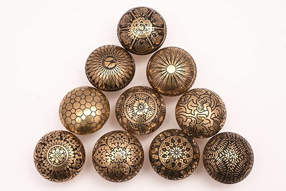 Set of 10 Brass knobs - Handles for Kitchen cabinets, Drawers and Furniture Hardware Dresser knob Cupboard pulls for Project - Brass Designs