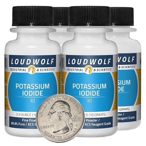Potassium Iodide / 1.4 Ounces / 4 Bottles / 99.9% Pure ACS Reagent Grade/Fine Powder