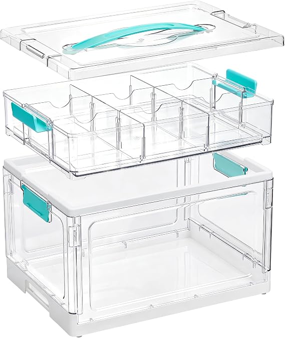 Vtopmart 32 QT Clear Craft Organizer with Removable Divider Tray, 1 Pack