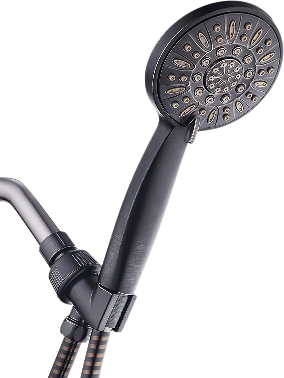 AquaDance High Pressure 6-Setting Hand Held Shower Head with Extra-Long 6 Foot Hose & Bracket Anti-Clog Nozzles - USA Standard Certified - Top U.S. Brand - OIL RUBBED BRONZE