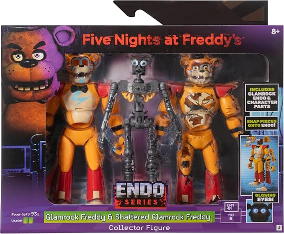 Five Nights at Freddys 6-Inch Endo-Series Collector Figure - 6-Inch Endo-02 with Swapable Glamrock Freddy and Shattered Glamrock Freddy Parts