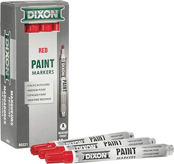 Dixon Paint Markers, Medium Tip, Box of 12, Red (80221)
