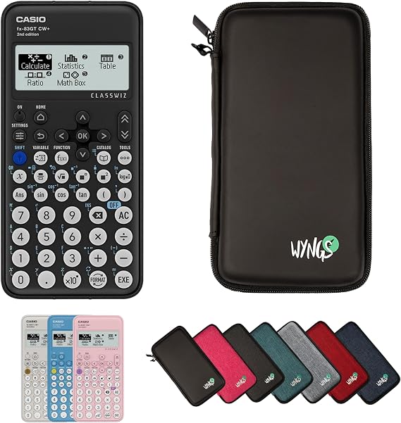Casio fx-83GTCW+ Scientific Calculator Black (UK Version) including a WYNGS protective case in Black - Basic Set
