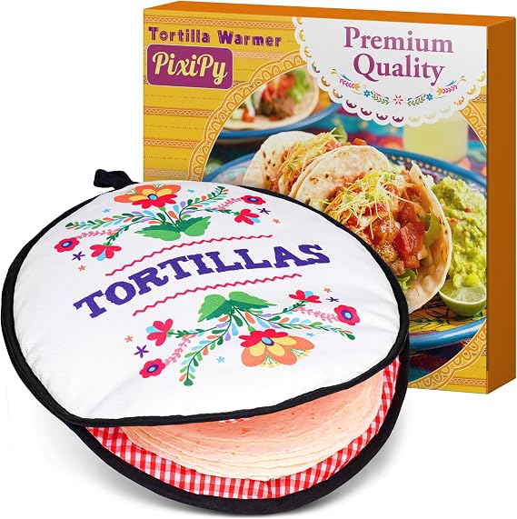 Tortilla Warmer Pouch (Blue Peacock, 12 Inch), Microwavable Fabric Heater to Keep Tortillas Soft & Warm, Insulated Heat Keeper for Flour & Corn Shells, Ideal for Tacos & More