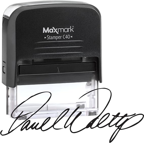 MaxMark Signature Stamp - Large Size Self-Inking Stamp Customized with Your Signature
