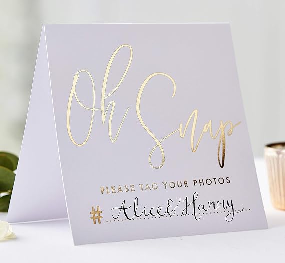 Ginger Ray GO-161 Wedding Instagram Tent Cards-Gold