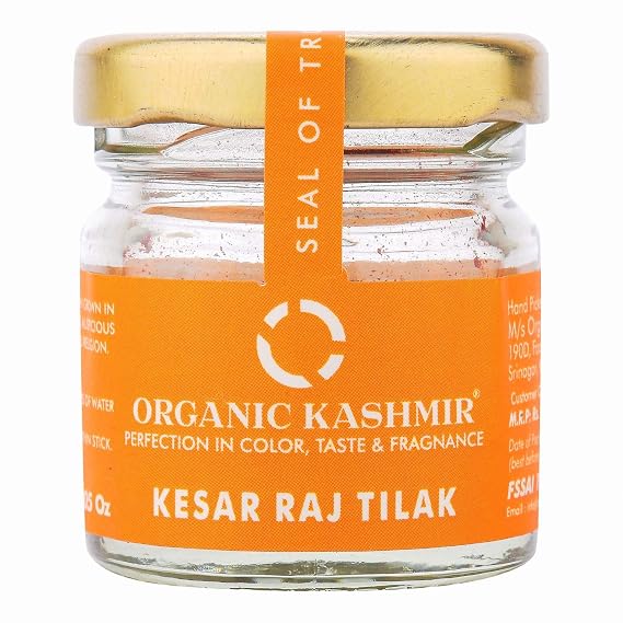 Organic Saffron Certified Grade A1 Premium Kesar Tilak 3 Gm (0.10 OZ)