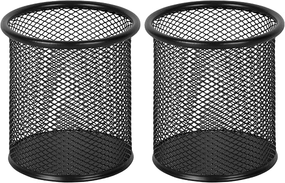 EasyPAG Pencil Holder for Desk, 2 Pack Metal Pen Organizer, Mesh Pencil Cup Organizer for Home, Office, Classroom, School, Black