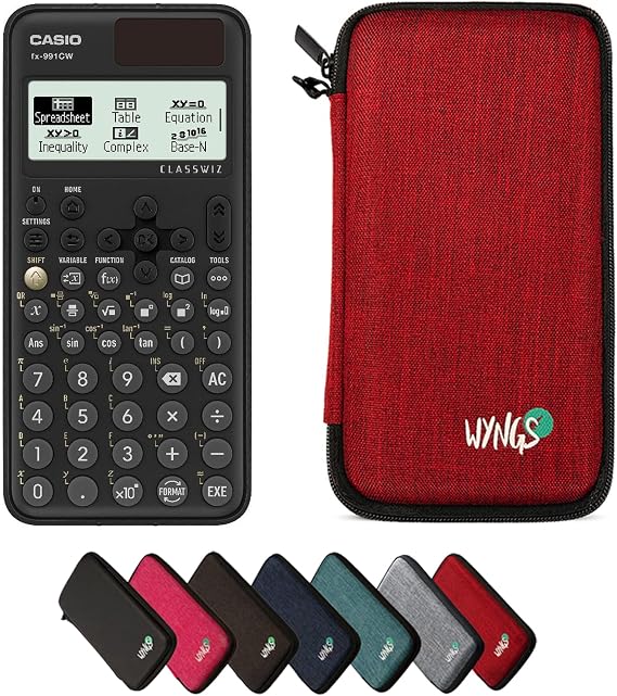 Casio fx-991CW including a WYNGS protective case in Red - Basic Set