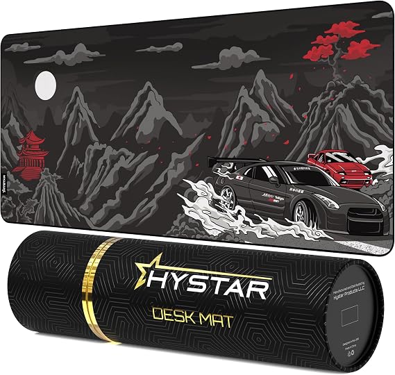 Hystar Extended Gaming Mouse Pad | XXL 36" x 16" | 5mm Thick, Waterproof Surface, Smooth Polyester Fabric, and Natural Rubber Base | Drift
