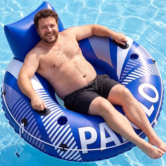 Pool Floats for Adult, 53 450lb Heavy Duty River Tubes for Floating with Headrest Grab Rope 2 Cup Holder & Double-Sealed Mesh Seat, Large Inflatable Floating Tubes for River Lake Pool Beach