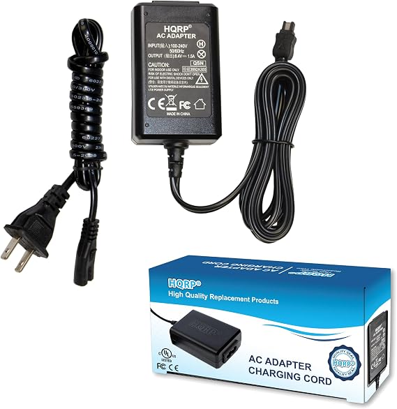 HQRP AC Adapter Charger Compatible with Sony AC-L200 HandyCam HDR-CX130 HDR-CX160 HDR-CX180 HDR-PJ10 HDR-HC28 DCR-PC55 DCR-SR20 HDR-CX500 HDR-CX505 DCR-SR7 DCR-SR8 DCR-SR68 HDR-TG5 Camcorder, Desk