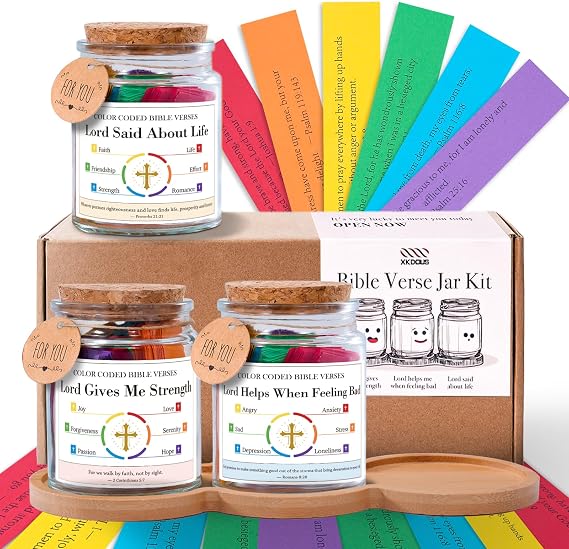 XKDOUS Bible Verses Jar Kit, 270 Carefully Selected Bible Verses for Daily Encouragement, Christian Religious Graduation Gifts for Women Men, Catholic Mothers Day Gifts